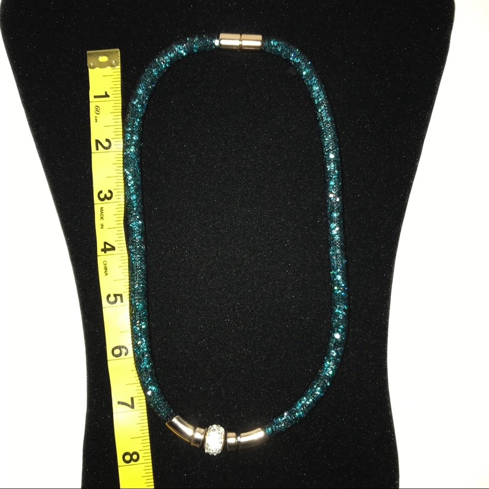 Turquoise Rhinestone Rope Necklace - Picture 5 of 5